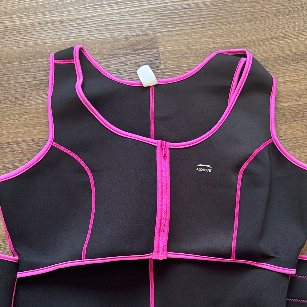 NWT Women’s Black and Pink Sweat Vest with Waist Trainer - Picture 3 of 6